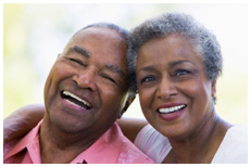 elderly couple with clean teeth